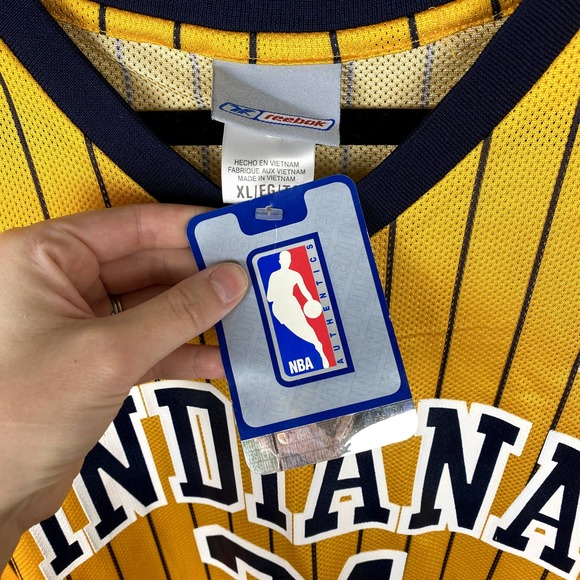 Vintage Deadstock Indiana Miller #31 Jersey NBA Reebok EUC Size XL Gold Blue - Picture 2 of 5